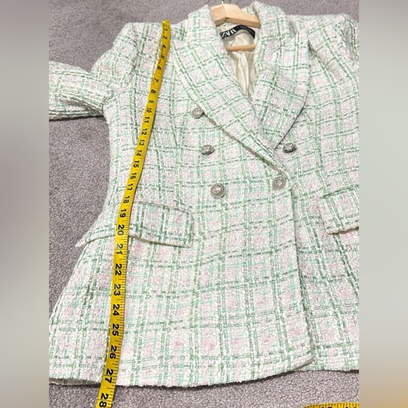 Zara Tweed Double Breasted Texture Blazer Jacket - Picture 12 of 13